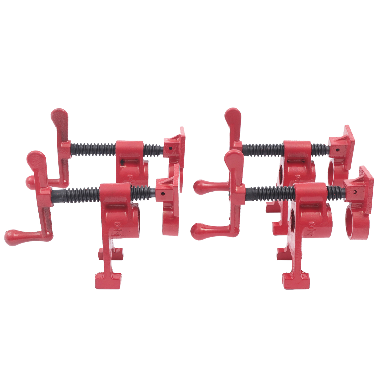 3/4" Wood Gluing Pipe Clamp Set 4 Pack Heavy Duty Cast Iron Quick Release Bar Clamps with Wide Base for Woodworking