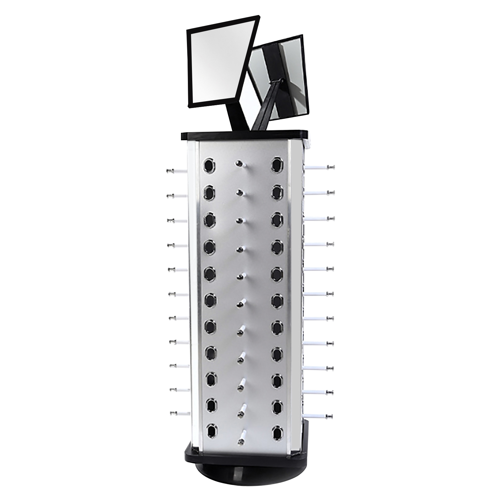 CNCEST 360° Rotating Sunglasses For Displaying Or Storing Sunglasses Myopia Glasses Eyeglass Holder Square Display Stand + Mirrors