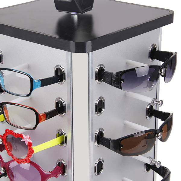 CNCEST 360° Rotating Sunglasses For Displaying Or Storing Sunglasses Myopia Glasses Eyeglass Holder Square Display Stand + Mirrors