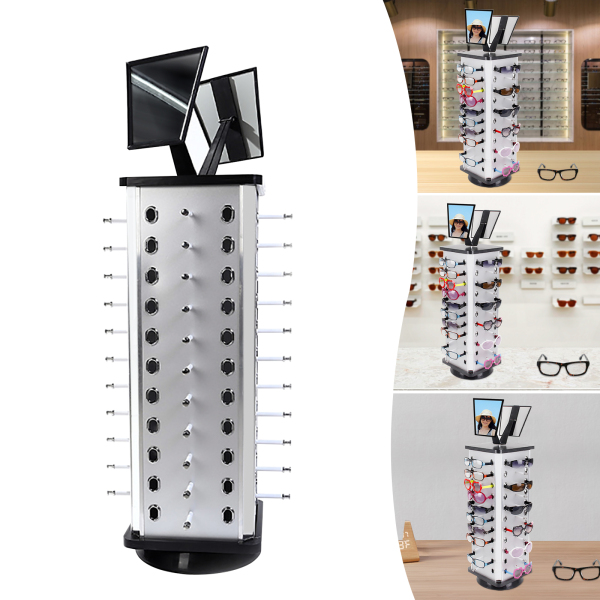 CNCEST 360° Rotating Sunglasses For Displaying Or Storing Sunglasses Myopia Glasses Eyeglass Holder Square Display Stand + Mirrors CNCEST 360° Rotating Sunglasses For Displaying Or Storing Sunglasses Myopia Glasses Eyeglass Holder Square Display Stand + Mirrors