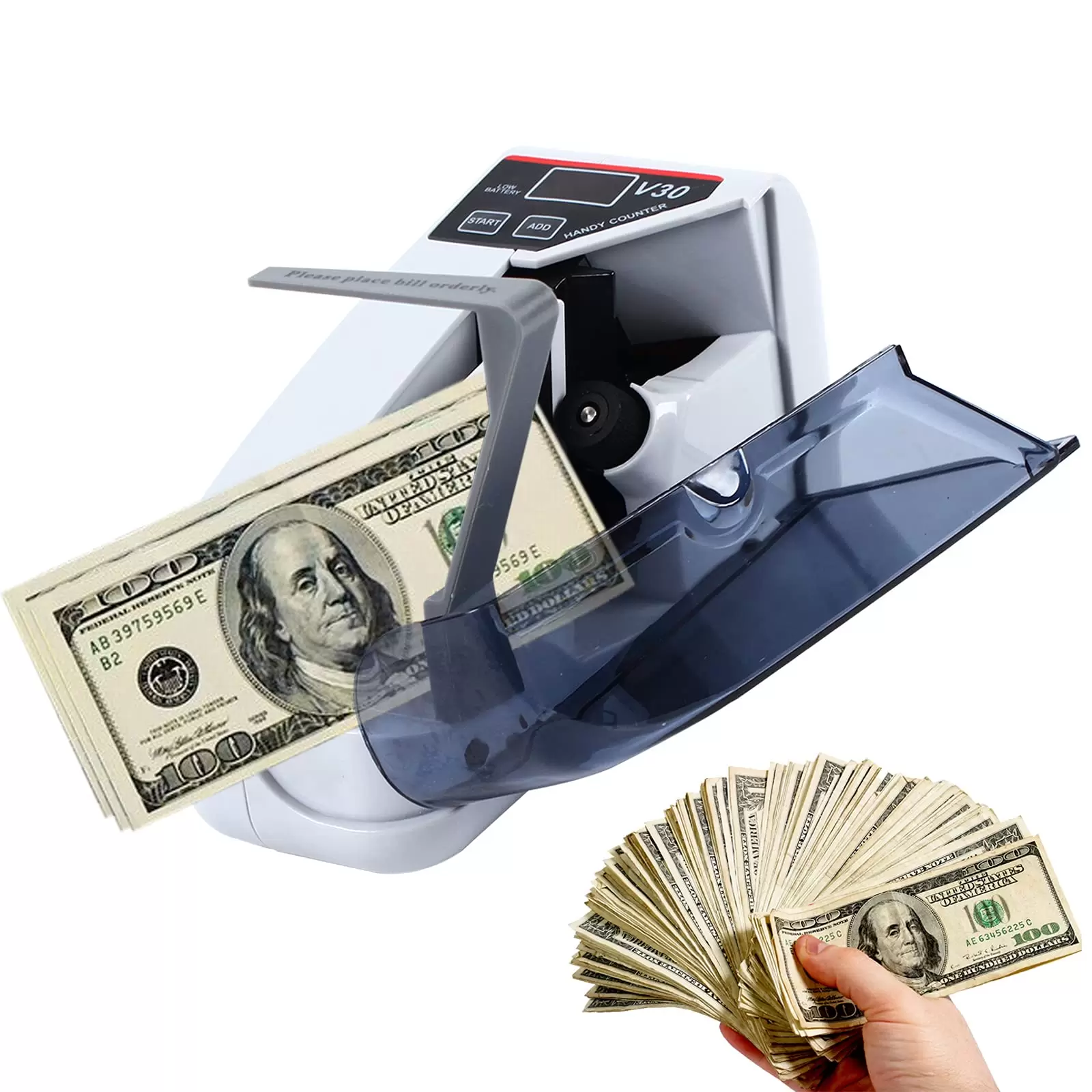 Money Counter Mini Portable Money Counter Bill Counter Mini LED Screen Portable Money Counter Fast Counting
