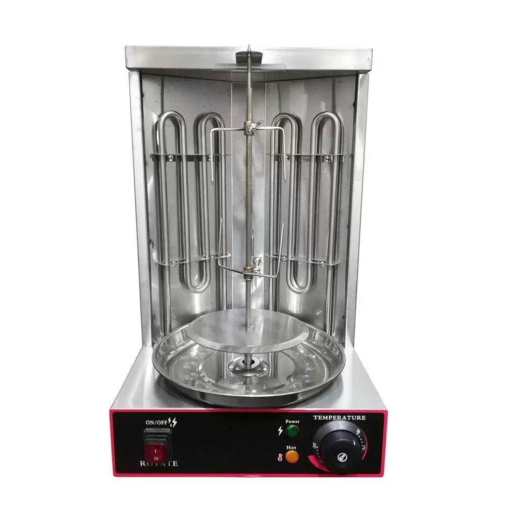 Vertical Kebab Grill Rotating Kebab Rotisserie Machine Vertical Rotisserie Grill with Two Heating Pipes 360º Rotation 3000W 29.5 x 26.5 x 48.5 cm