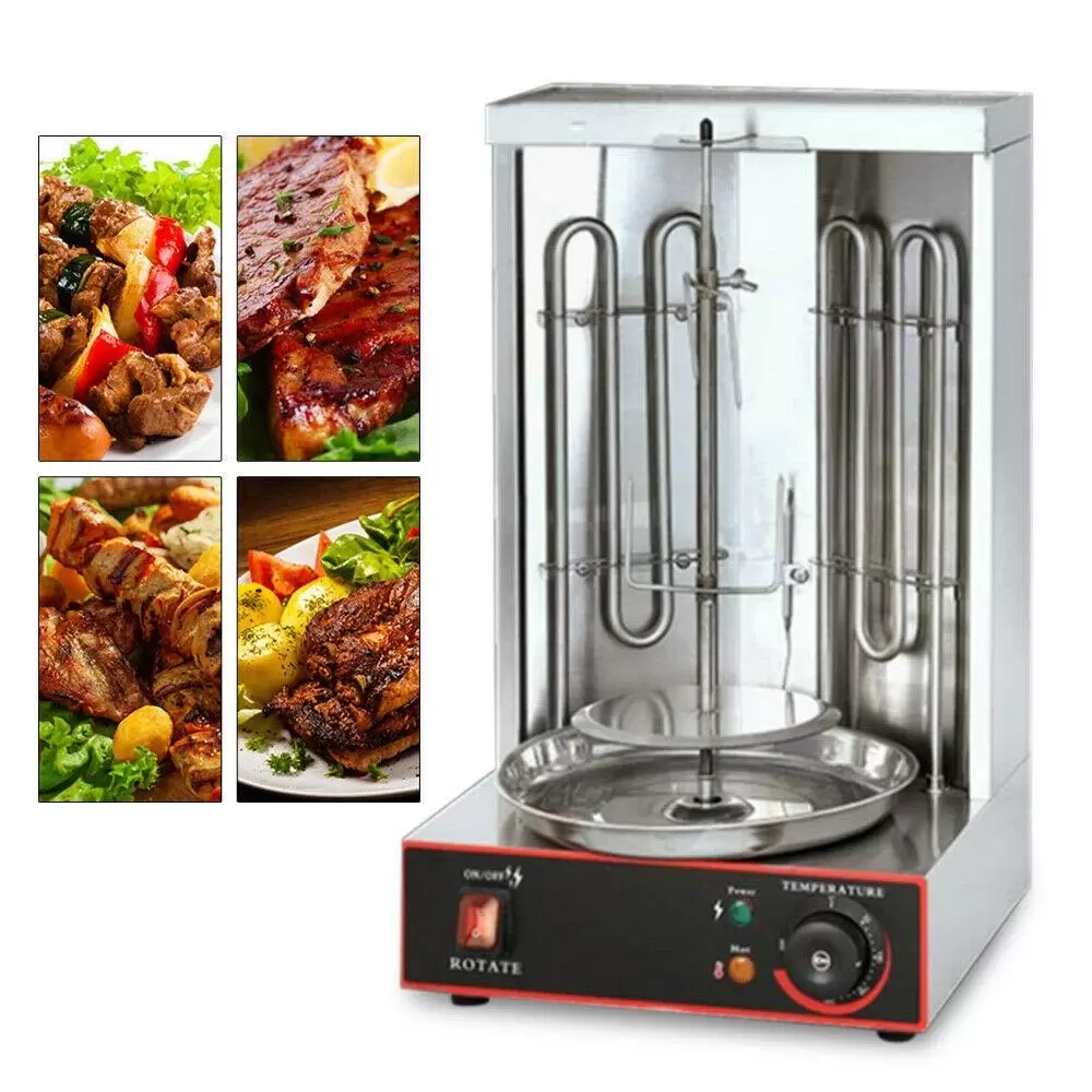 Vertical Kebab Grill Rotating Kebab Rotisserie Machine Vertical Rotisserie Grill with Two Heating Pipes 360º Rotation 3000W 29.5 x 26.5 x 48.5 cm Vertical Kebab Grill Rotating Kebab Rotisserie Machine Vertical Rotisserie Grill with Two Heating Pipes 360º Rotation 3000W 29.5 x 26.5 x 48.5 cm