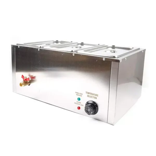 1/3*3 Set of Electric Food Warmer 7L Stainless Steel Warm Water Bath Commercial 3-Pan Bain Marie Buffet Steamer Countertop Food Warmer Steam Table