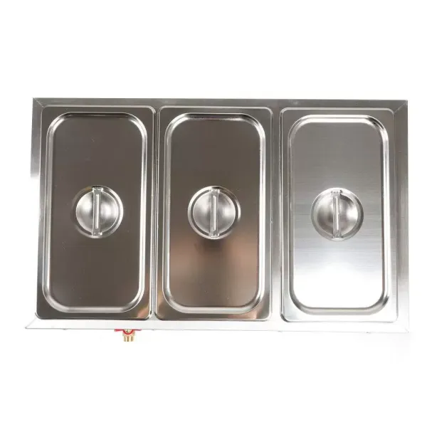 1/3*3 Set of Electric Food Warmer 7L Stainless Steel Warm Water Bath Commercial 3-Pan Bain Marie Buffet Steamer Countertop Food Warmer Steam Table