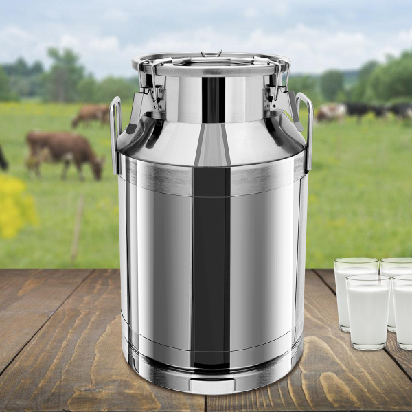 Durable Stainless Steel Milk Can Wine Pail Bucket Tote Jug For Heavy Restaurant Use 201 Non-magnetic Stainless Steel Silicone 40L Silver