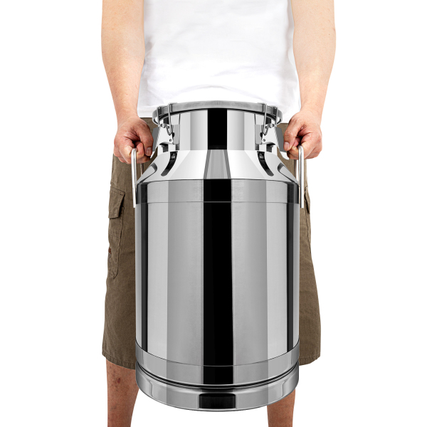 Durable Stainless Steel Milk Can Wine Pail Bucket Tote Jug For Heavy Restaurant Use 201 Non-magnetic Stainless Steel Silicone 40L Silver
