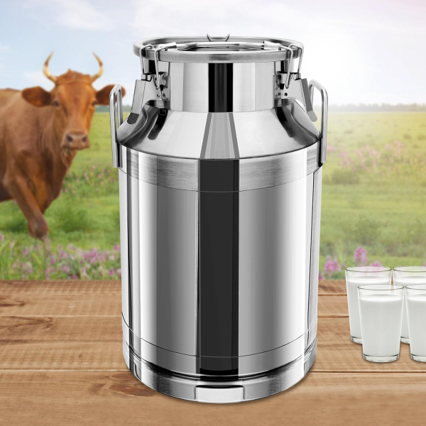 Durable Stainless Steel Milk Can Wine Pail Bucket Tote Jug For Heavy Restaurant Use 201 Non-magnetic Stainless Steel Silicone 40L Silver