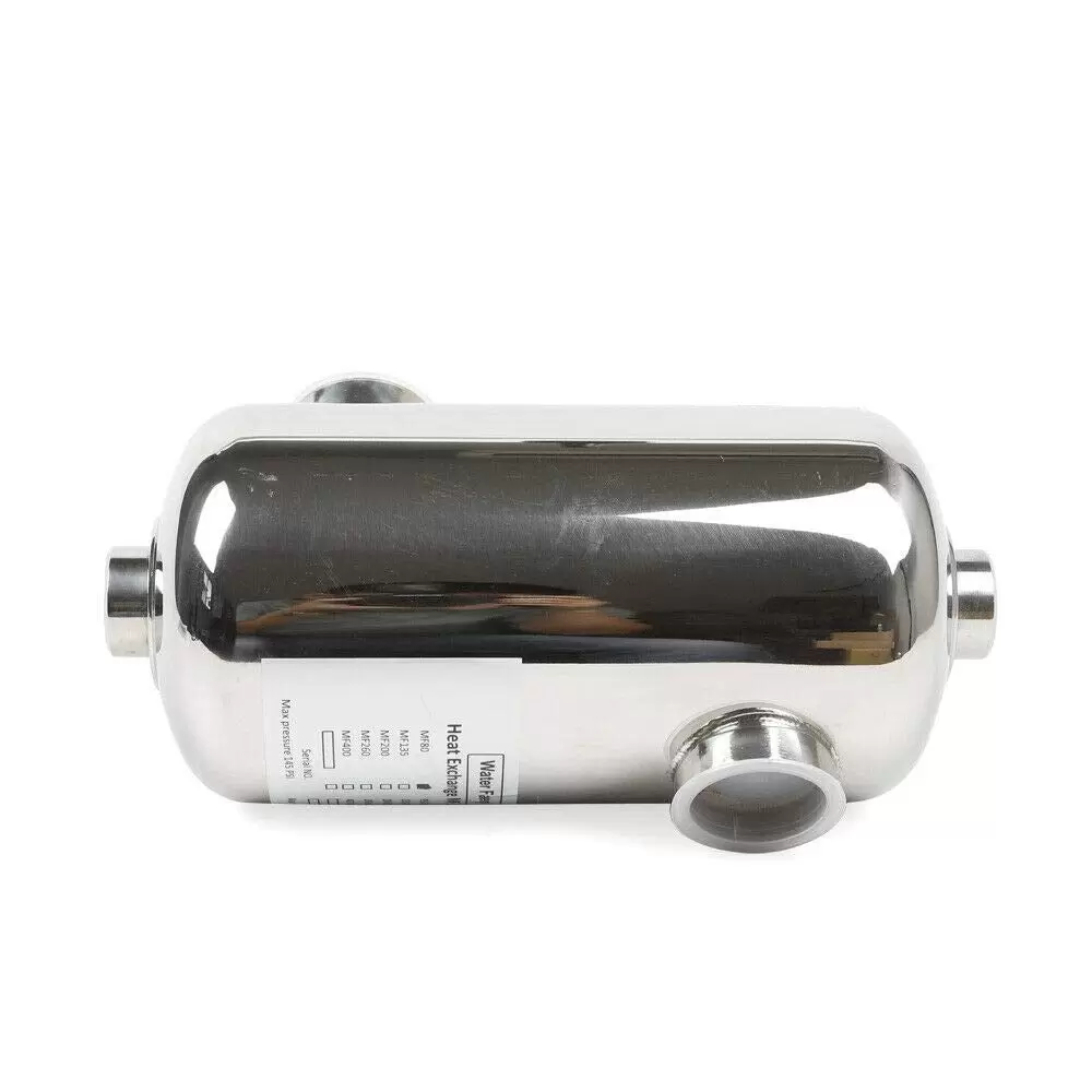 28 kW stainless steel heat exchanger for swimming pool, sauna, etc. 29.2 x 13.4 cm 28 kW stainless steel heat exchanger for swimming pool, sauna, etc. 29.2 x 13.4 cm
