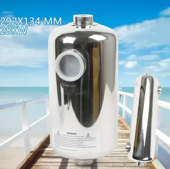 28 kW stainless steel heat exchanger for swimming pool, sauna, etc. 29.2 x 13.4 cm