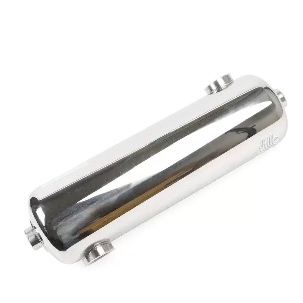 Stainless steel heat exchanger for swimming pool heating system, 485 x 134 mm, 60 kW Stainless steel heat exchanger for swimming pool heating system, 485 x 134 mm, 60 kW