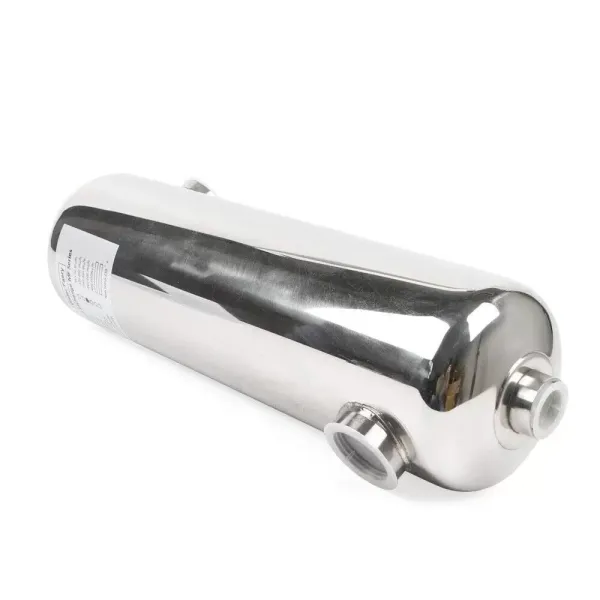 Stainless steel heat exchanger for swimming pool heating system, 485 x 134 mm, 60 kW