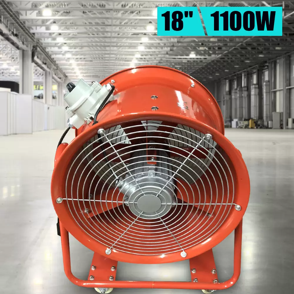 18" Portable Axial Fan 3450 RPM 1100 W Explosion-Resistant Metal Industrial Extractor Portable Utility Blower Fan Orange 18" Portable Axial Fan 3450 RPM 1100 W Explosion-Resistant Metal Industrial Extractor Portable Utility Blower Fan Orange