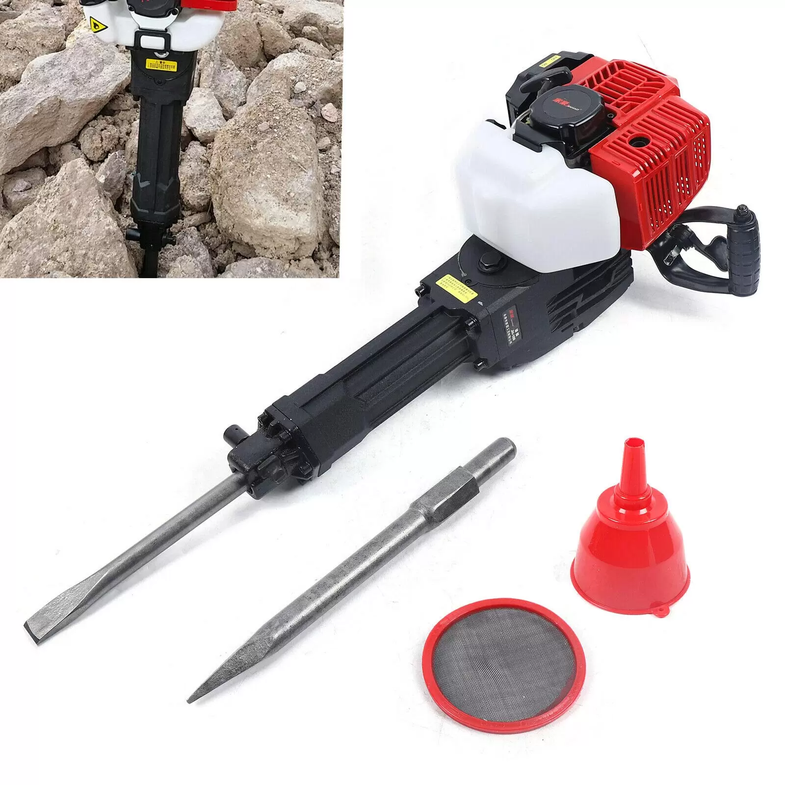 52CC Petrol Demolition Hammer 44 mm Single Cylinder Chisel Hammer 2 Stroke Demolition Jack Hammer Concrete Breaker Jack Drill Gas Powered 52CC Petrol Demolition Hammer 44 mm Single Cylinder Chisel Hammer 2 Stroke Demolition Jack Hammer Concrete Breaker Jack Drill Gas Powered