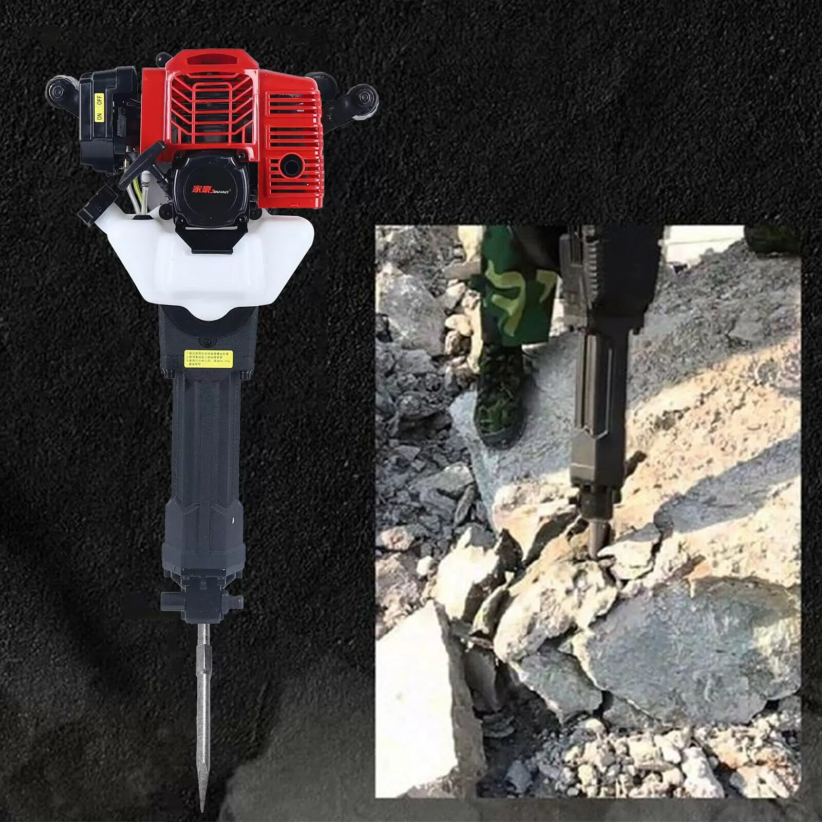 52CC Petrol Demolition Hammer 44 mm Single Cylinder Chisel Hammer 2 Stroke Demolition Jack Hammer Concrete Breaker Jack Drill Gas Powered 52CC Petrol Demolition Hammer 44 mm Single Cylinder Chisel Hammer 2 Stroke Demolition Jack Hammer Concrete Breaker Jack Drill Gas Powered