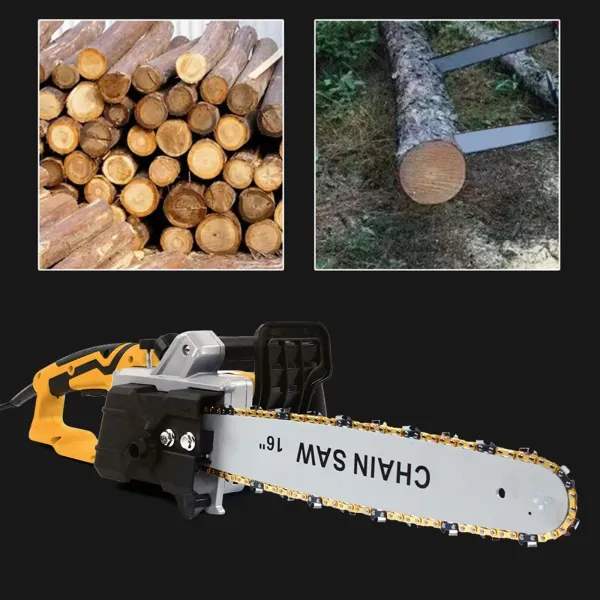 2000 W 16" Electric Chainsaw For Chainsaw Copper Yellow 800 Rpm Aluminum Transmission 220v 2000w Suitable For Cutting Different Kinds Of Wood
