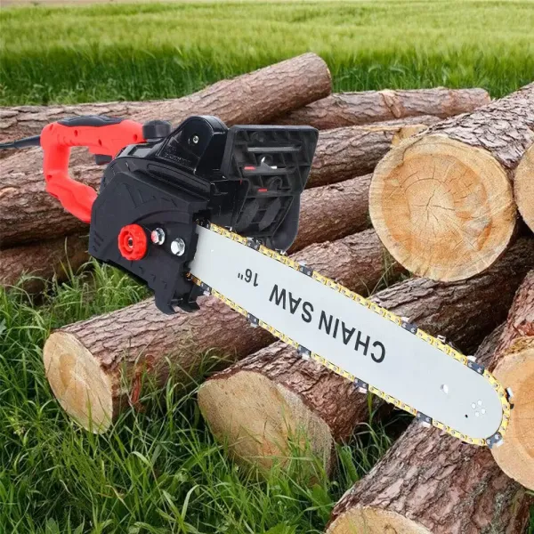 2 Kw Electric Chainsaw Powerful Chainsaw Ideal For Woodworking And Gardening 8.7*31.5 In 2000w 220v Red Suitable For Cutting All Kinds Of Wood