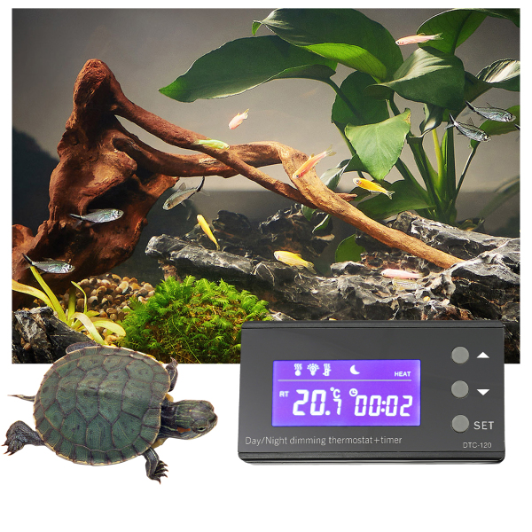 Digital Rubber Thermostat with Ntc Sensor for Aquarium Reptiles 0~50°C For Pets Aquariums Snakes Lizards Turtles Greenhouses Black