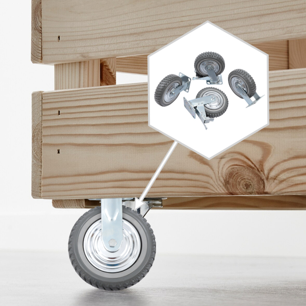 8 Inch Solid Caster Wheels Casters Heavy Duty Anti-Skid Wheels Pack of 4 Heavy Duty Transport Casters with Brake up to 1000 kg
