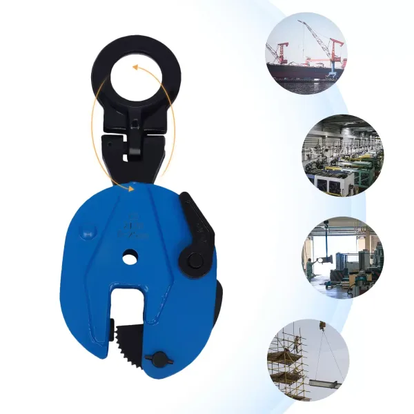 2T Vertical Plate Clamp Steel Plate Lifting Clamp Jaw Opening up with Wear-Resistant Hook for Lifting and Transporting