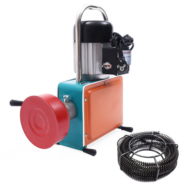 Electric pipe cleaner with spiral for cleaning pipes from 20 to 110 mm