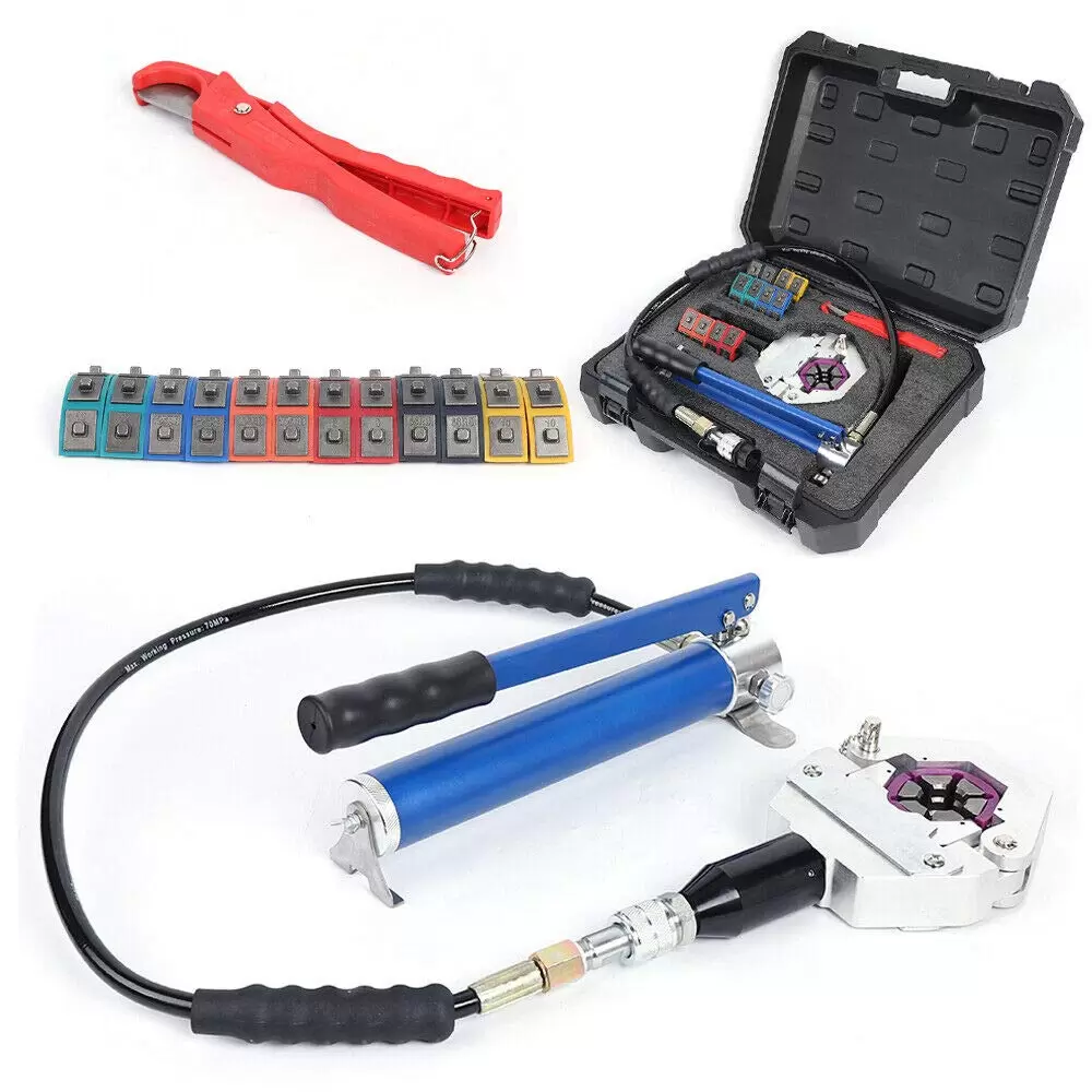 Hydraulic Hose Crimper Tool Kit 7 Automotive Hand Tools, Auto Air Conditioner Repair Kit
