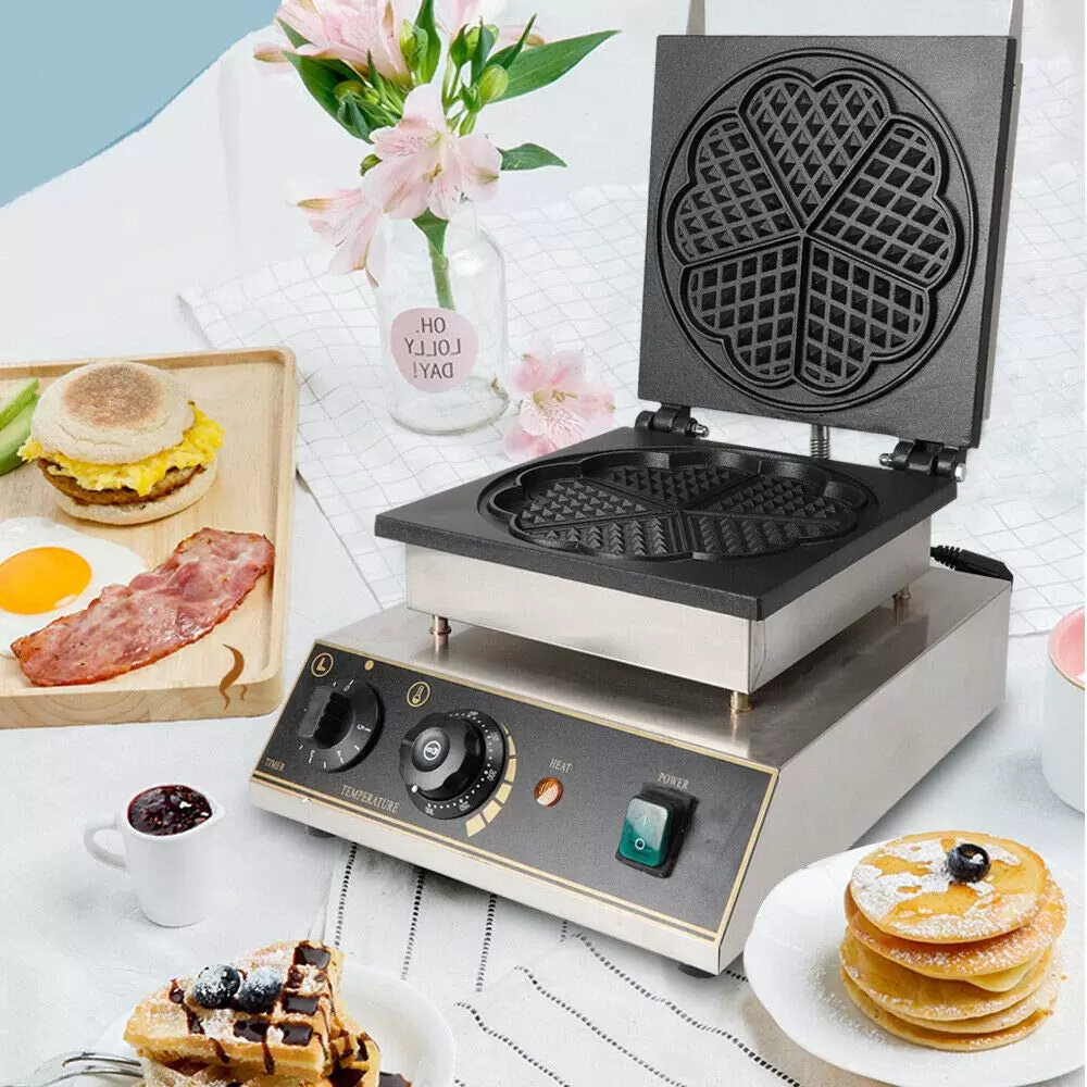 1750W 5pcs Professional Waffle Machine Waffle Iron for Heart Waffles Stainless Steel Waffles Maker Machine for Bakery Restaurant Snack Bar or Household 1750W 5pcs Professional Waffle Machine Waffle Iron for Heart Waffles Stainless Steel Waffles Maker Machine for Bakery Restaurant Snack Bar or Household