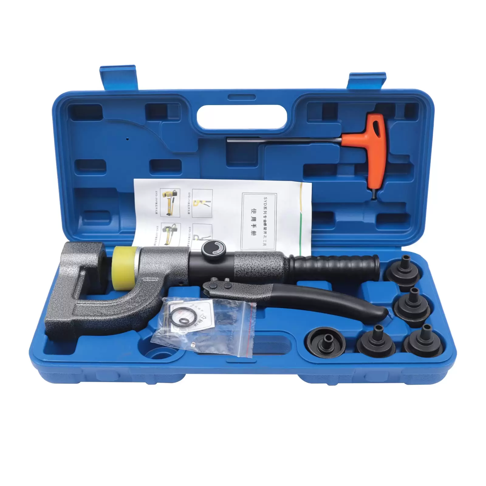 Hydraulic Hole Punching Machine 6 Ton Manual Hole Digger Punch Portable Metal Hole Digger Hydraulic Punch Kit with 5 Punch Dies 0.63 to 1.26 Inch