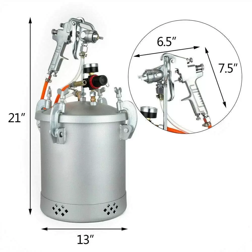 Paint gun - 10 l tank - With air regulator and safety valve