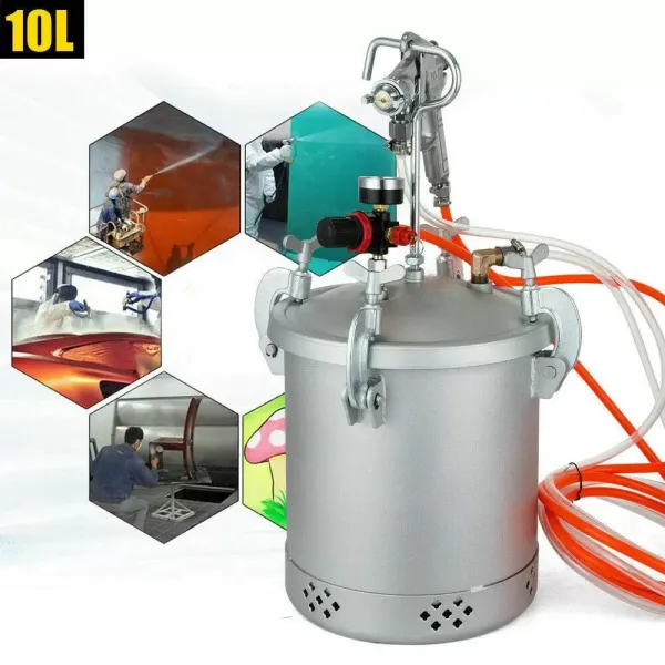 Paint gun - 10 l tank - With air regulator and safety valve