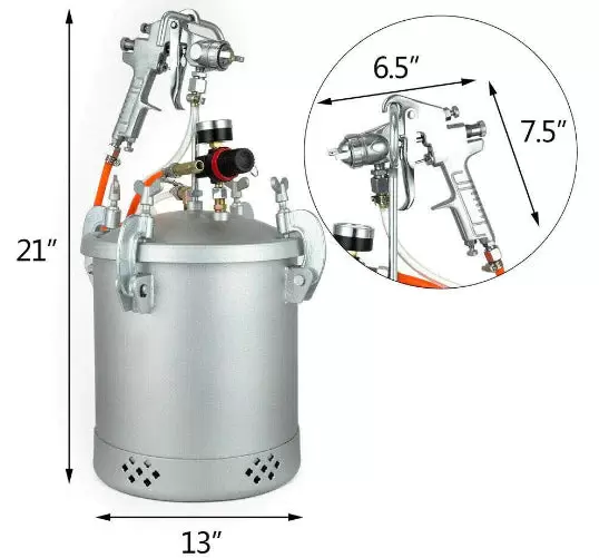 Paint gun - 10 l tank - With air regulator and safety valve