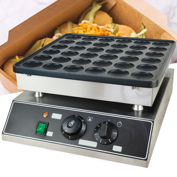220V 1000W Bubble Waffle Maker 36 Holes Stainless Steel Egg Waffle Maker Hong Kong Style Bubble Egg Waffle Maker Adjustable Temperature with Timer