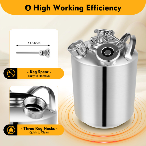 10L Stainless Steel Beer Cleaning Keg Cleaning Container 3 Head Cleaning Tank Beer Crate Cleaning Keg