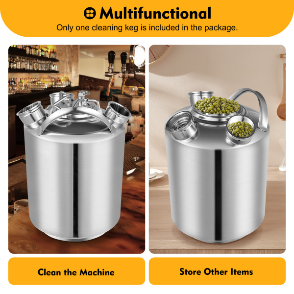 10L Stainless Steel Beer Cleaning Keg Cleaning Container 3 Head Cleaning Tank Beer Crate Cleaning Keg