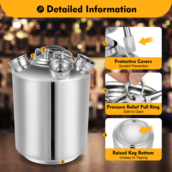10L Stainless Steel Beer Cleaning Keg Cleaning Container 3 Head Cleaning Tank Beer Crate Cleaning Keg