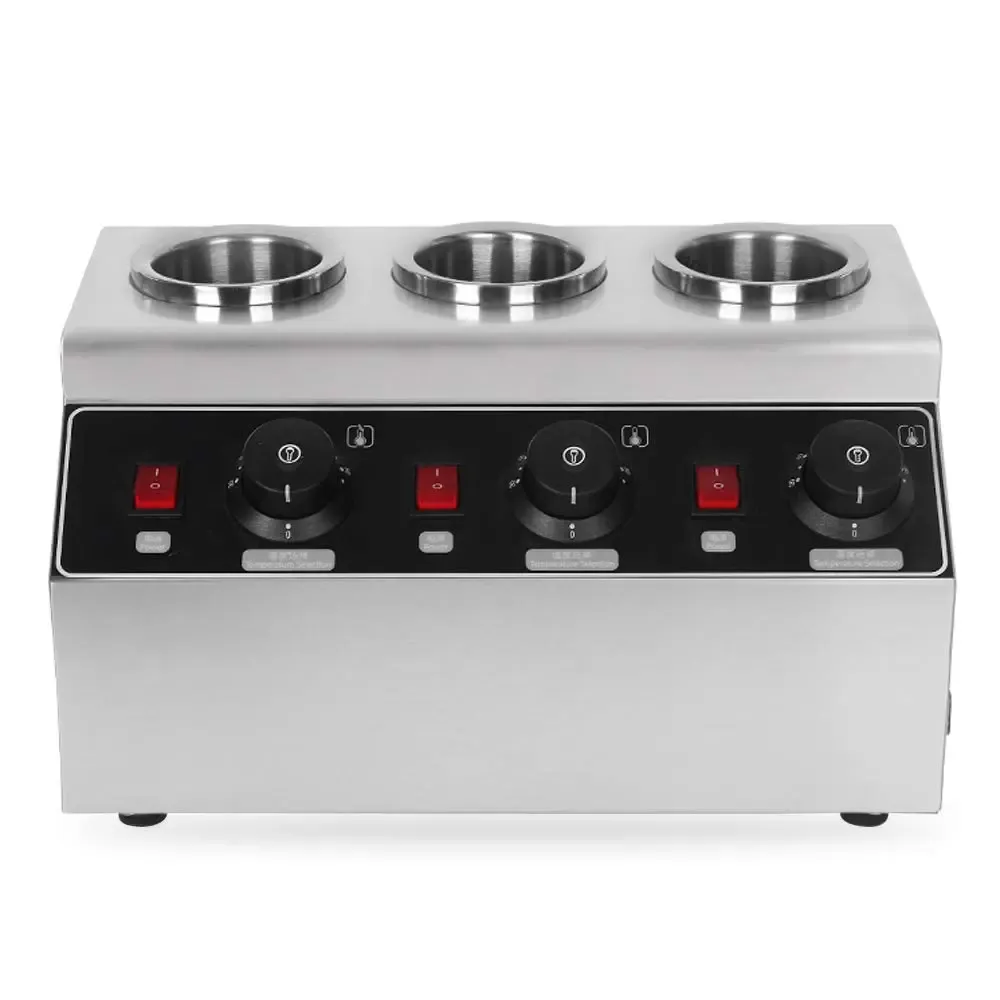 240W 3 Bottle Adjustable Stainless Steel Electric Sauce Warmer Warming Appliance for Restaurant