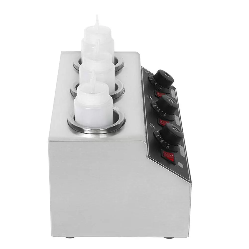 240W 3 Bottle Adjustable Stainless Steel Electric Sauce Warmer Warming Appliance for Restaurant