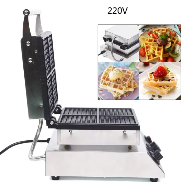 1750 W waffle maker for 4 Belgian waffles, non-stick coating, square waffle maker, with timer and thermostat