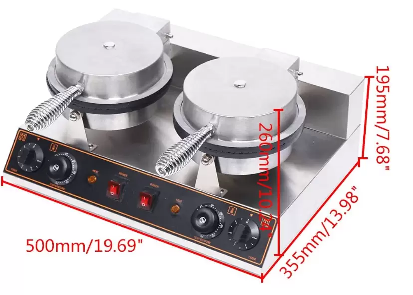 Cone iron with 1200 W, waffle maker, cone maker, ice cream cone maker, 180° rotation, non-stick coating