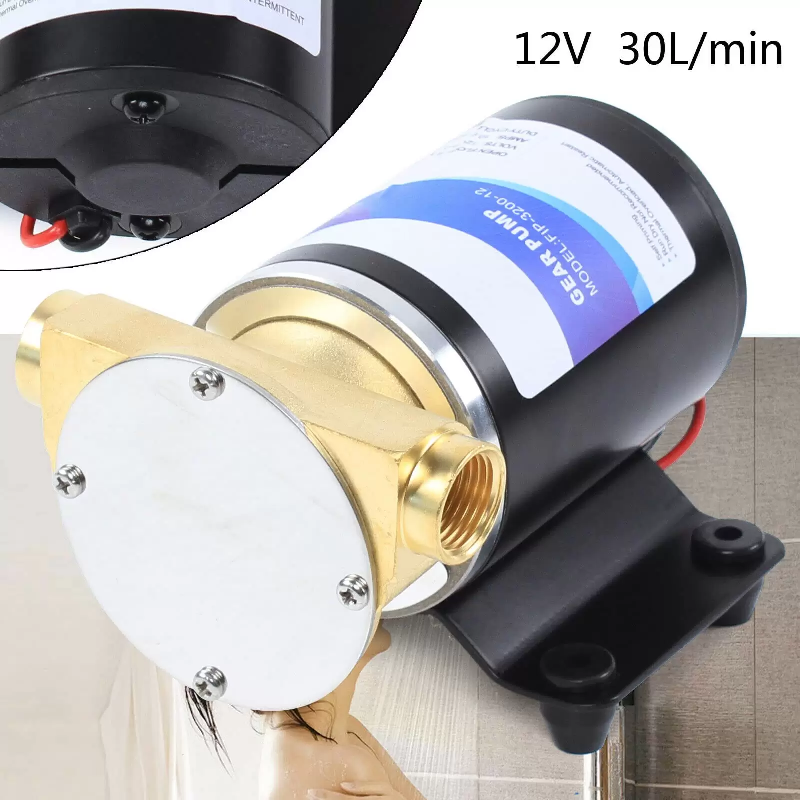 12 V Diaphragm Water Pump Self-priming Pressure Pump 30 l/min For Deck and Anchor Washdown for Camper Kitchen Bathroom Marine 12 V Diaphragm Water Pump Self-priming Pressure Pump 30 l/min For Deck and Anchor Washdown for Camper Kitchen Bathroom Marine