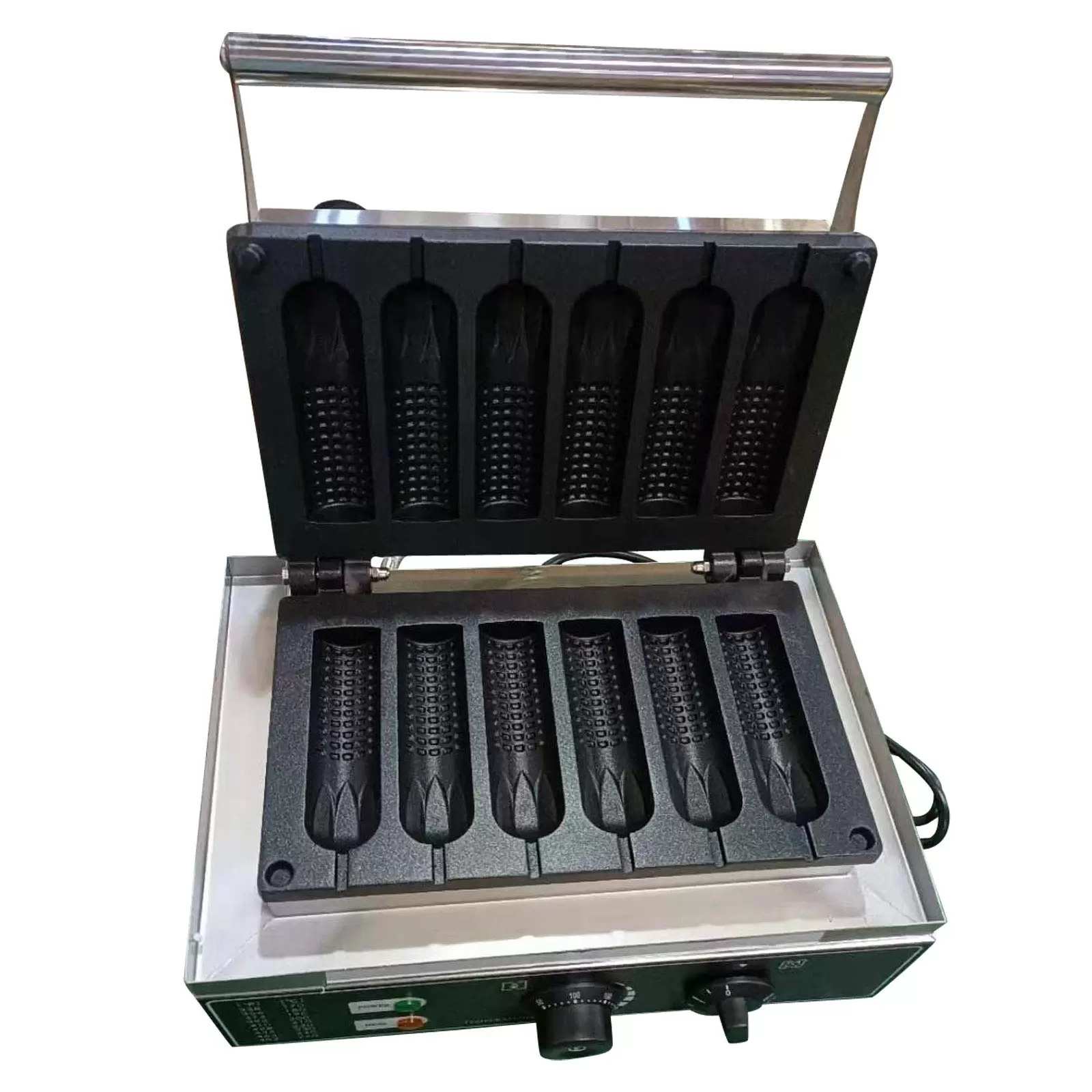 Professional Hotdog Maker 1500W Adjustable Temperature 50-300℃ LED Indicator Waffle Machine for Bakeries Restaurants Kiosks Canteens