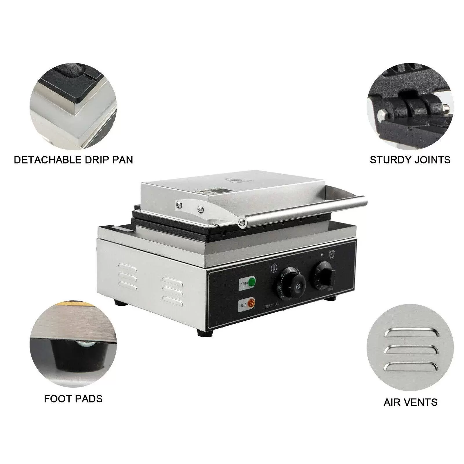 Professional Hotdog Maker 1500W Adjustable Temperature 50-300℃ LED Indicator Waffle Machine for Bakeries Restaurants Kiosks Canteens Professional Hotdog Maker 1500W Adjustable Temperature 50-300℃ LED Indicator Waffle Machine for Bakeries Restaurants Kiosks Canteens