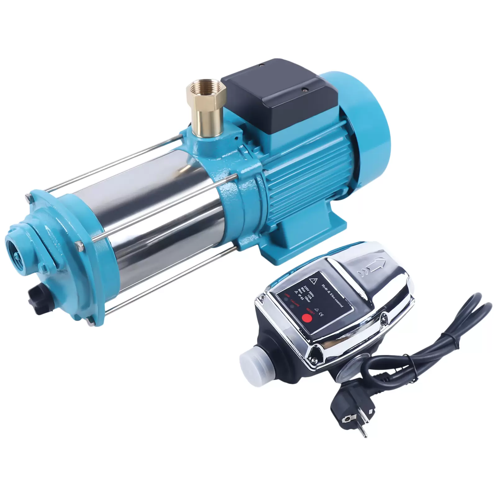 Centrifugal Garden Pump IP44 1300 W 4000 l/h 2850 rpm Centrifugal Water Jet Pump with Regulator in Stainless Steel and Cast Iron