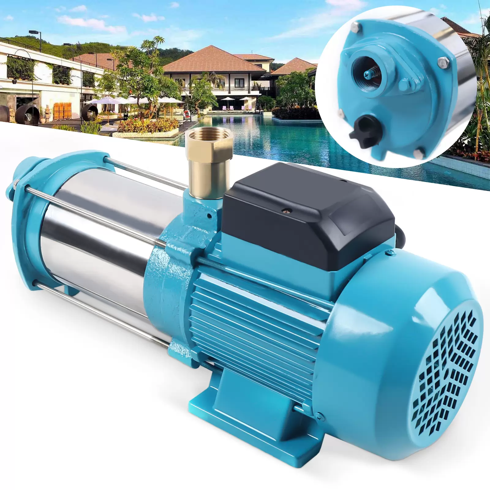 Centrifugal Garden Pump IP44 1300 W 4000 l/h 2850 rpm Centrifugal Water Jet Pump with Regulator in Stainless Steel and Cast Iron Centrifugal Garden Pump IP44 1300 W 4000 l/h 2850 rpm Centrifugal Water Jet Pump with Regulator in Stainless Steel and Cast Iron