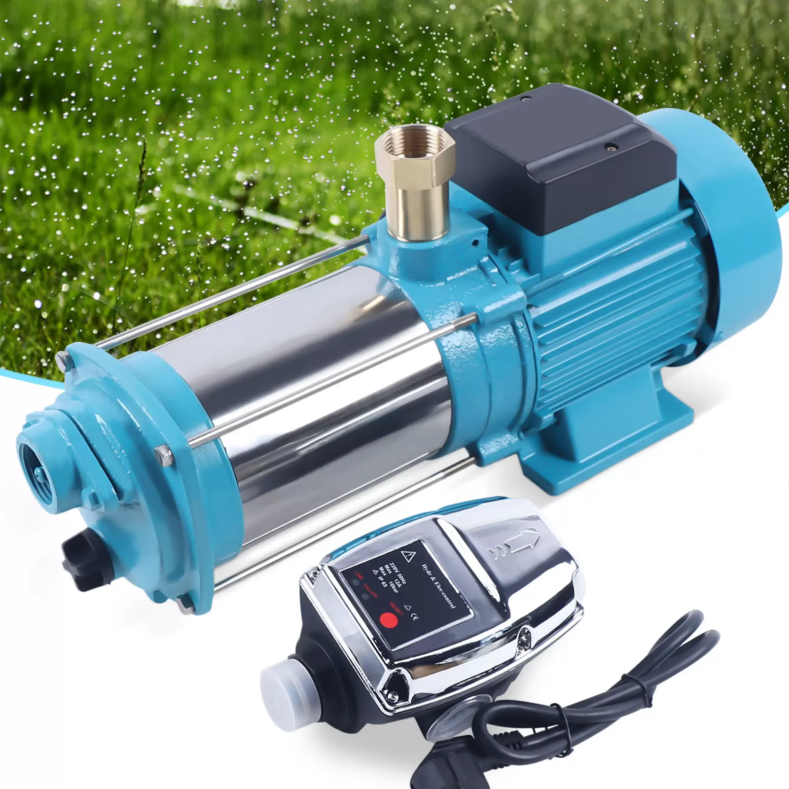 Centrifugal Garden Pump IP44 1300 W 4000 l/h 2850 rpm Centrifugal Water Jet Pump with Regulator in Stainless Steel and Cast Iron Centrifugal Garden Pump IP44 1300 W 4000 l/h 2850 rpm Centrifugal Water Jet Pump with Regulator in Stainless Steel and Cast Iron