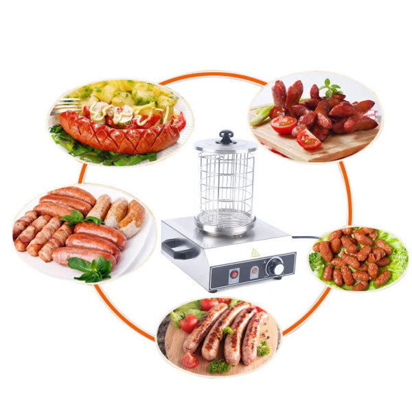 Hot Dog Maker Hot Dog Warmer Professional Hot Dog Machine Hot Dog Device Stainless Steel Cage 350 Watt Hot Dog Warmer Steam Container for Hot Dog