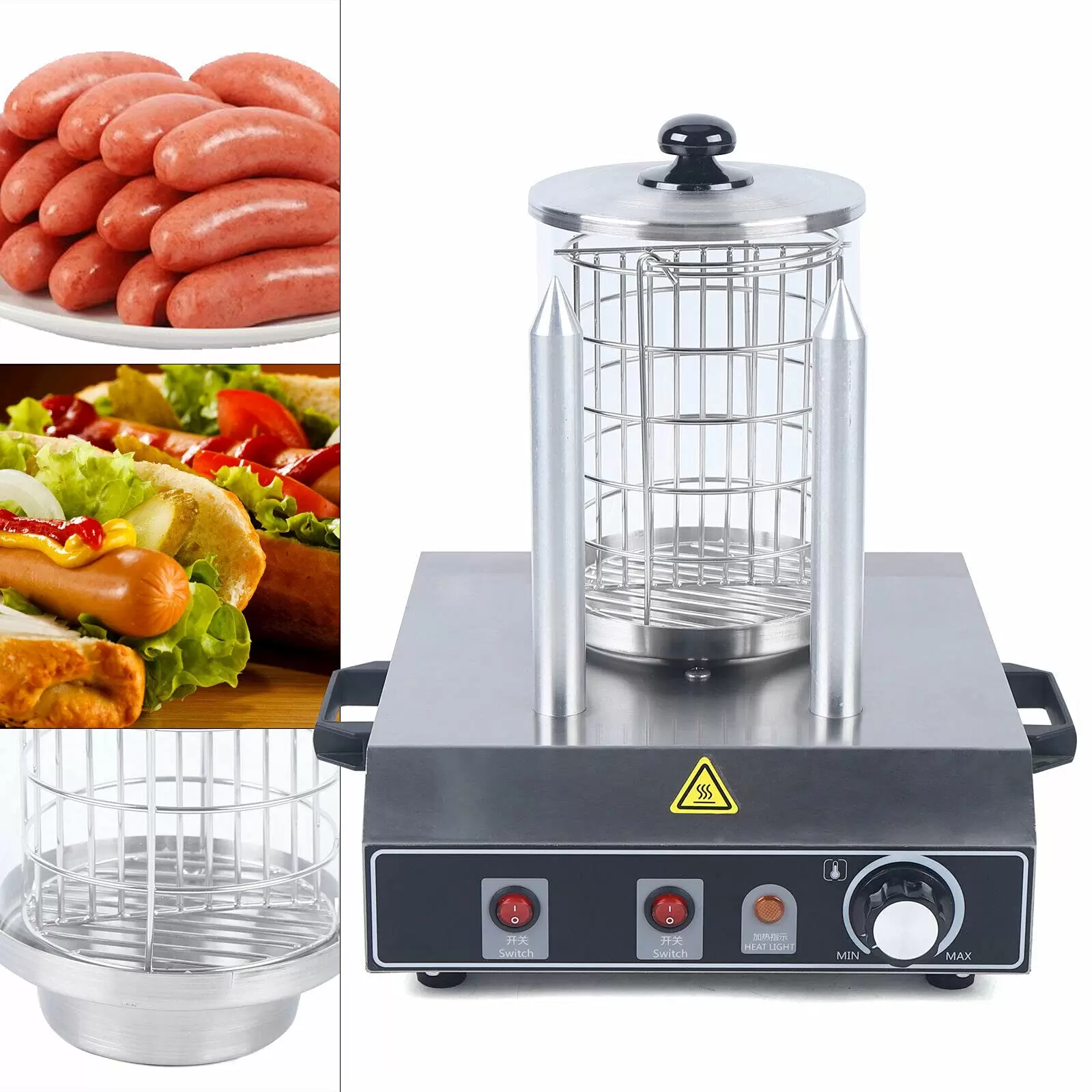 Professional Stainless Steel Hot Dog Machine Capacity Sausages & 2 Buns for Restaurants Family Sell Commericial Restaurant Hot Dog Warmer Professional Stainless Steel Hot Dog Machine Capacity Sausages & 2 Buns for Restaurants Family Sell Commericial Restaurant Hot Dog Warmer