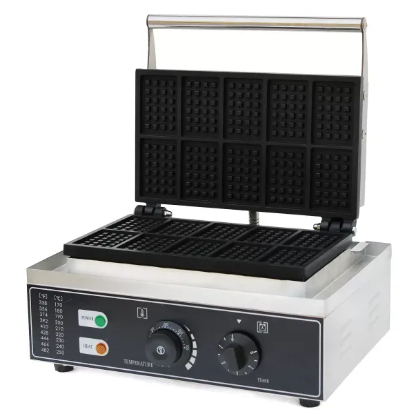 Electric Waffle Machine Stainless Steel Waffle Maker 10 Grid Commercial Waffle Maker Machine 1500W 50~300℃ Electric Waffle Machine Stainless Steel Waffle Maker 10 Grid Commercial Waffle Maker Machine 1500W 50~300℃