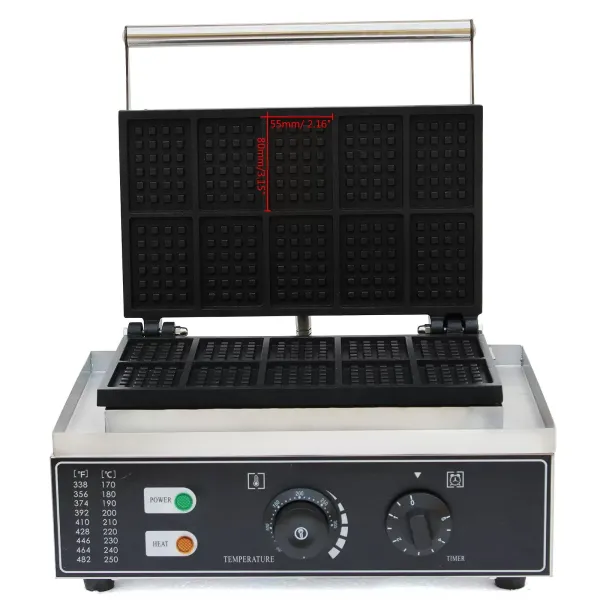 Electric Waffle Machine Stainless Steel Waffle Maker 10 Grid Commercial Waffle Maker Machine 1500W 50~300℃ Electric Waffle Machine Stainless Steel Waffle Maker 10 Grid Commercial Waffle Maker Machine 1500W 50~300℃