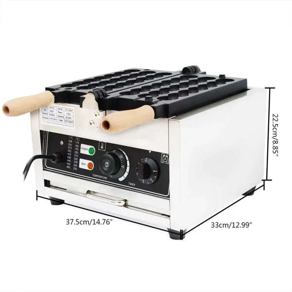 1500W 220V Commercial Bubble Waffle Maker For 21 Mini Kitchens Non-Stick Plates Adjustable Temperature with Timer